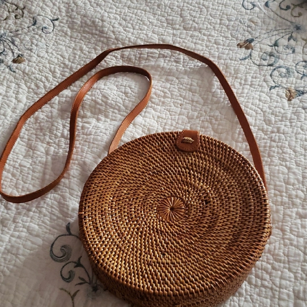 Brown Woven Crossbody Bag